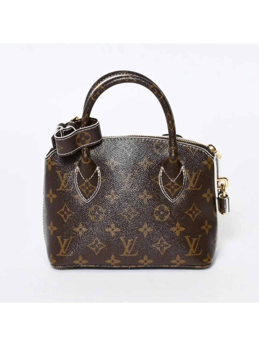 Louis Vuitton Shiny Monogram Lockit BB Handbag Brown Leather Gold